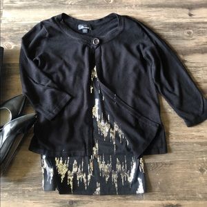AB Studio Black Sweater Cardigan size Small